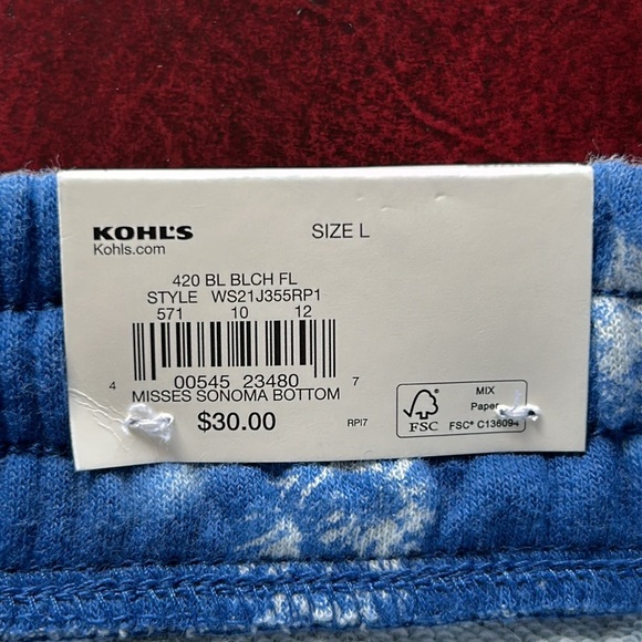 Women's Sonoma Goods For Life® French Terry Sweat Shorts Blue Size Large NEW! - Picture 5 of 9